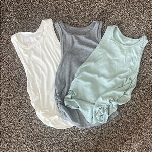 Set of Three Sleeveless Tops - White, Gray, Mint